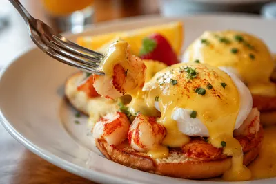 Elegant Lobster Eggs Benedict Brunch Plate