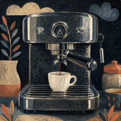 Espresso Pouring Into White Ceramic Cup
