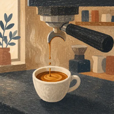 Morning Espresso Pour Into White Cup