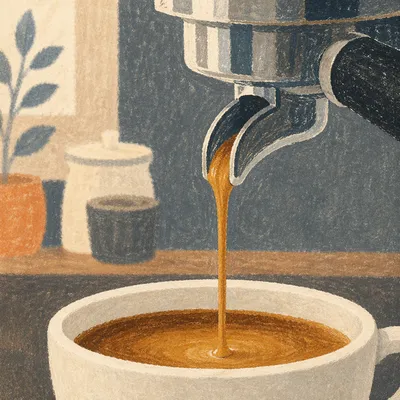 Morning Espresso Pour Into White Cup