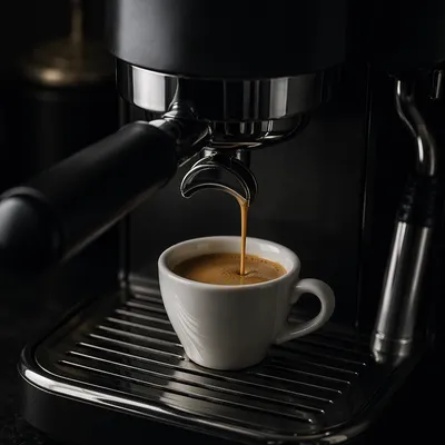 Moody Espresso Pour Into White Cup