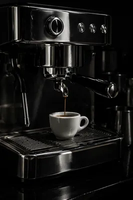 Espresso Pouring Into White Ceramic Cup
