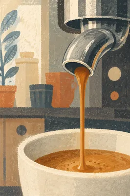 Morning Espresso Pour Into White Cup