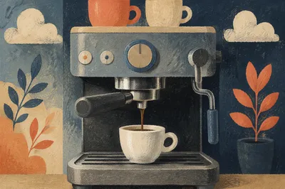 Espresso Pouring Into White Ceramic Cup