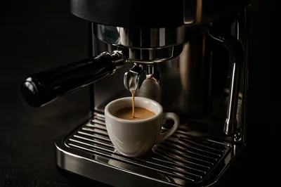 Espresso Pour into White Cup