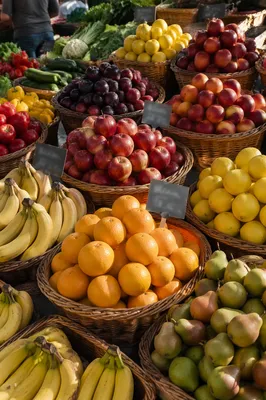 Vibrant Overhead Farmer Market Produce Display