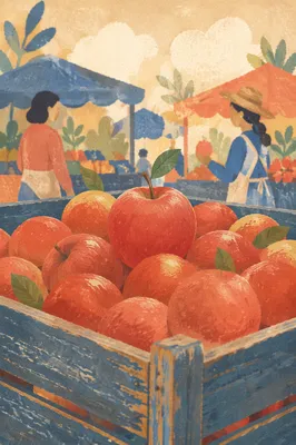 Organic Apples in Rustic Market Crate