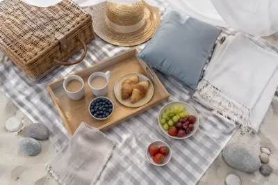 Serene Coastal Picnic Flat Lay