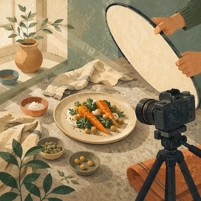 Cozy Food Photography Studio Dish Setup