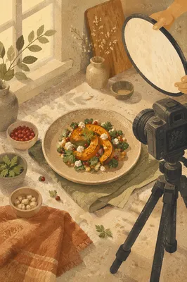 Cozy Food Photography Studio Dish Setup