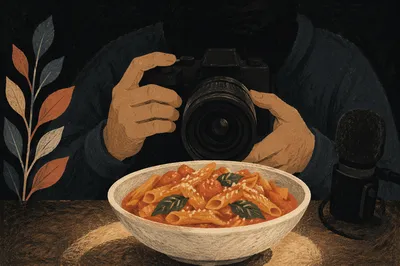 Moody Pasta Photography Setup With Camera