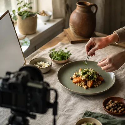 Editorial Food Photography Setup with Plated Dish