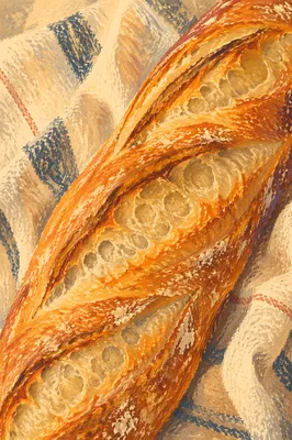 Fresh Rustic Baguette on Linen Cloth
