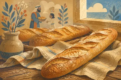 Fresh French Baguettes on Rustic Linen
