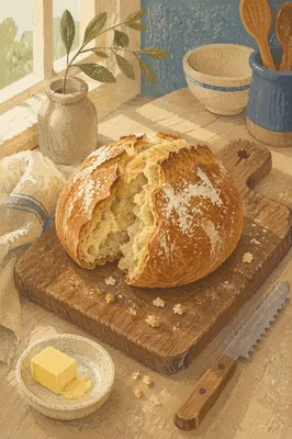 Rustic Fresh Baked Bread Still Life