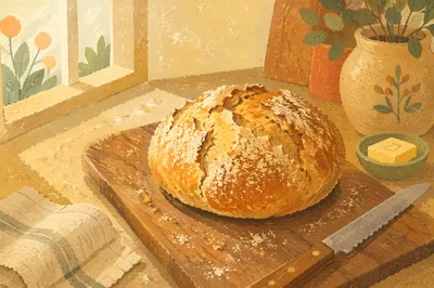 Rustic Fresh Baked Bread Kitchen Still Life