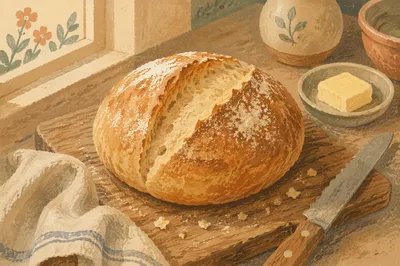 Rustic Fresh Baked Bread Kitchen Still Life