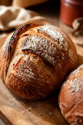 Fresh Artisan Bread on Wooden Board
