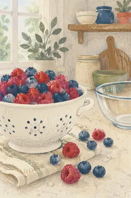 Fresh Mixed Berries on Kitchen Counter