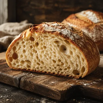 Rustic Artisan Bread on Wooden Cutting Board