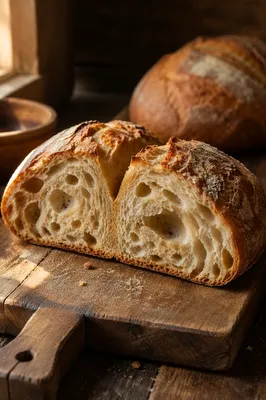 Rustic Artisan Bread on Wooden Board