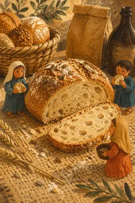 Rustic Artisan Bread Loaves on Cutting Board