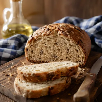 Rustic Seeded Bread Loaf with Slices