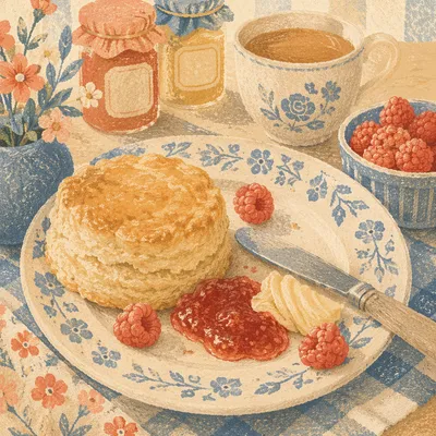 Fresh Croissant Breakfast with Jam and Butter