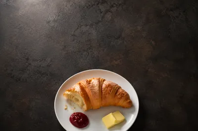Fresh Croissant with Jam and Butter
