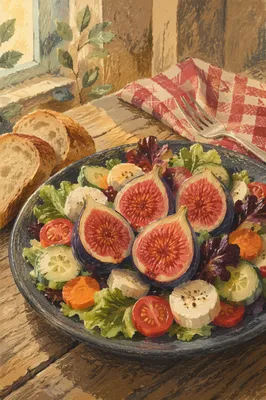 Fresh Halved Figs on Rustic Slate Plate