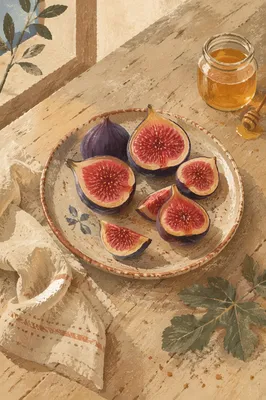 Rustic Plate of Fresh Halved Figs