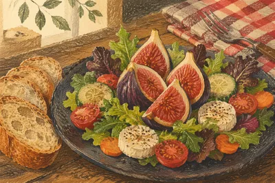 Fresh Figs and Rustic Farmhouse Salad