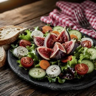 Fresh Halved Figs on Rustic Slate Plate