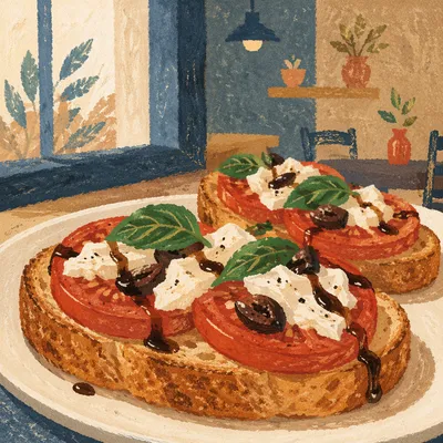 Rustic Caprese Toast with Basil and Mozzarella