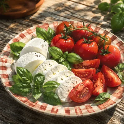 Rustic Caprese Salad in Summer Sunlight
