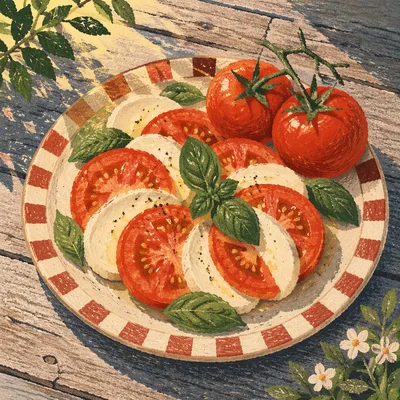 Rustic Caprese Salad in Summer Sunlight