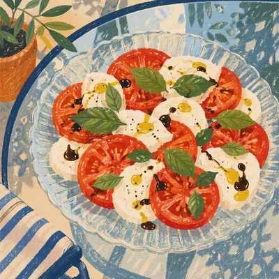 Fresh Caprese Salad on Glass Platter