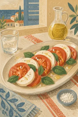 Fresh Caprese Salad on Rustic Platter