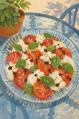 Fresh Caprese Salad on Glass Platter