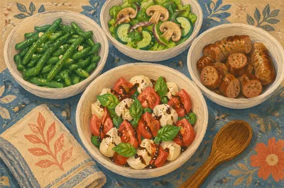 Fresh Caprese Salad with Homemade Dinner Sides