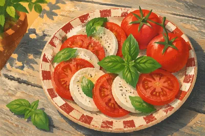 Rustic Caprese Salad in Summer Sunlight