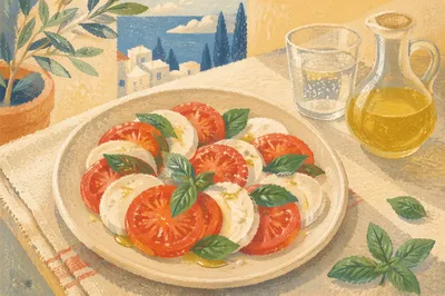 Fresh Caprese Salad on Rustic Platter