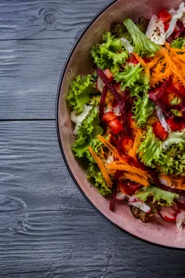 Fresh Colorful Salad Bowl Top View