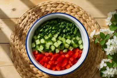 Fresh Colorful Salad Bowl Top View
