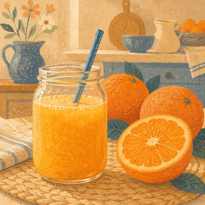 Fresh Orange Juice Jar with Pulp