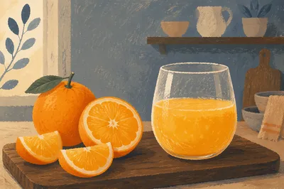 Fresh Orange Juice in Rustic Glass