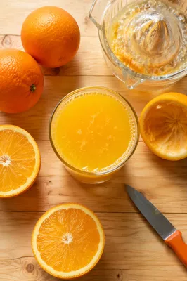 Fresh Orange Juice Flat Lay