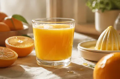 Freshly Squeezed Orange Juice in Sunlight