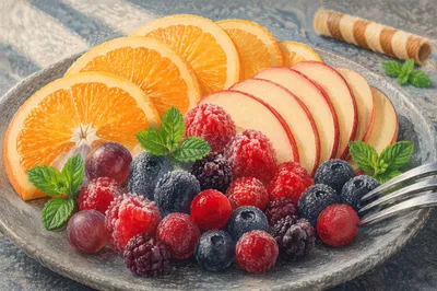 Colorful Fresh Fruit Platter Close-Up