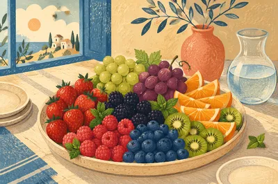Colorful Fresh Fruit Platter with Berries